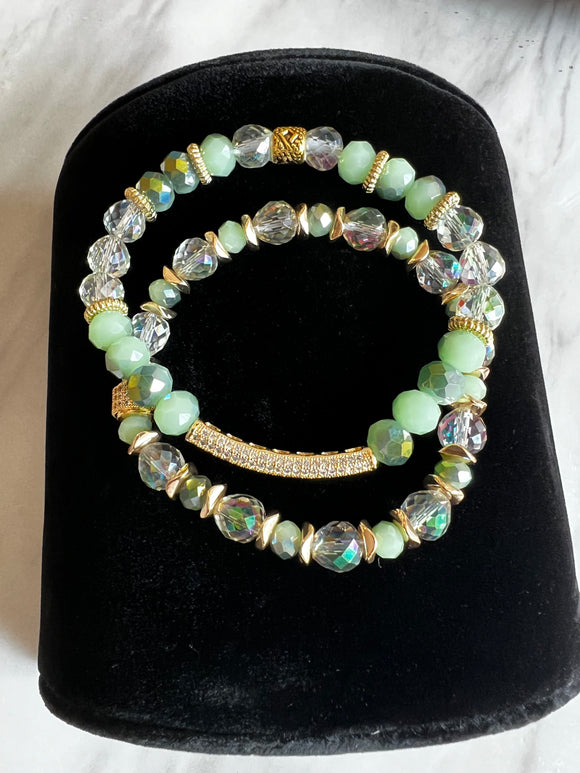 Gemstone and CZ Stack Bracelet