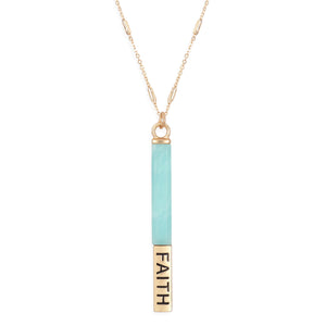 Natural Stone Faith Pendant Bar Necklace