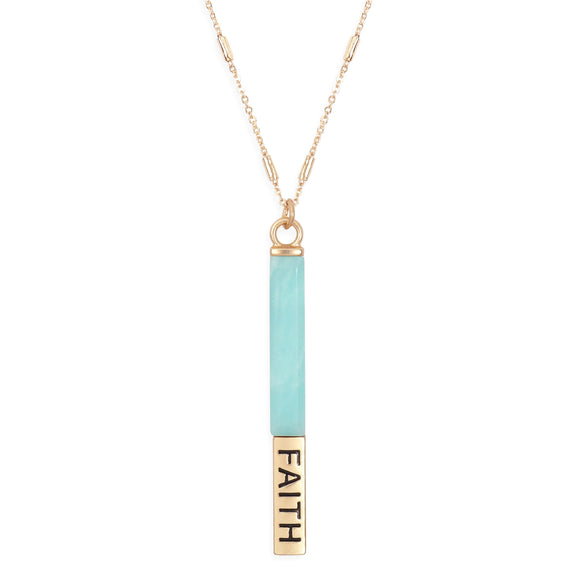 Natural Stone Faith Pendant Bar Necklace