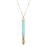 Natural Stone Faith Pendant Bar Necklace