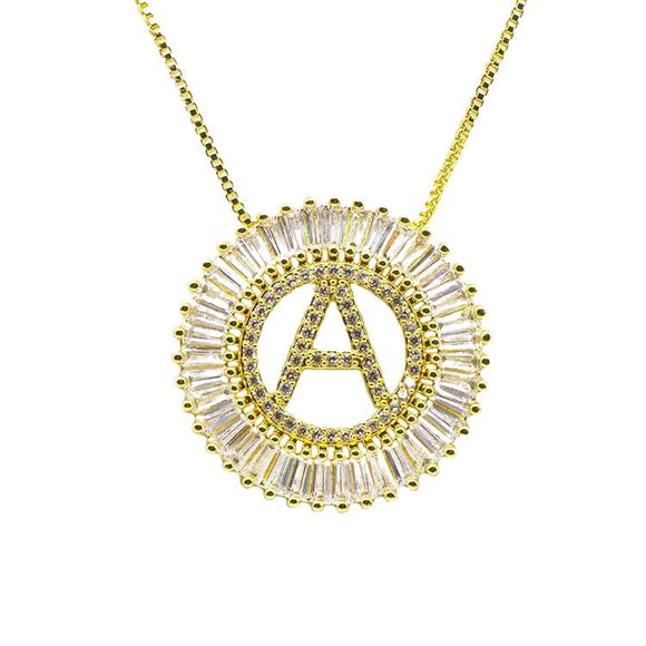 Initial Pendant Sunburst Necklace