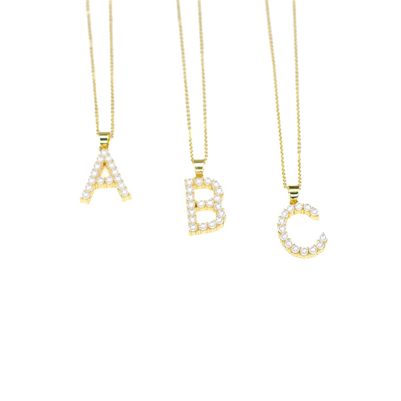 Initial Pearl Pendant Necklace