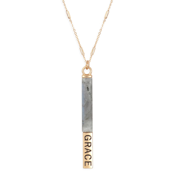 Natural Stone Grace Pendant Bar Necklace