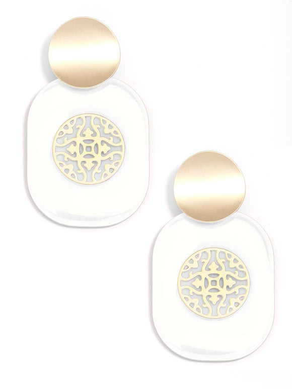 Resin Emblem Drop Earring