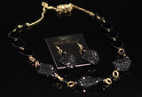 Gold and Black Drop Necklace Set