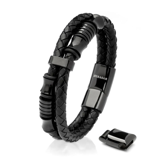 Leather and Black Bracelet - Men