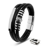Leather and Silver Bracelet - Men