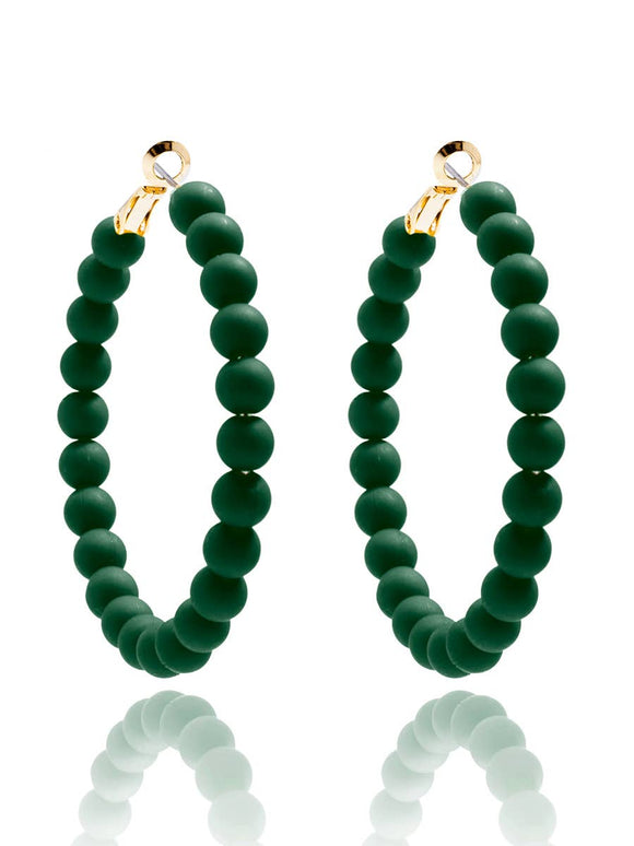 Matte Beaded Hoop Earring